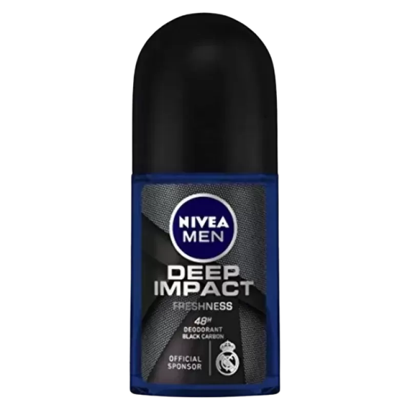 NIVEA Men Deep Impact Deodorant Roll-On 50 ml - 48h Protection with Black Carbon