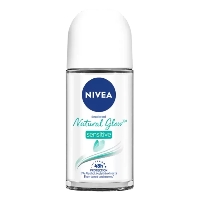 NIVEA Women Underarms Deodorant Roll On - Natural Glow Sensitive, 50 ml | 48h Protection