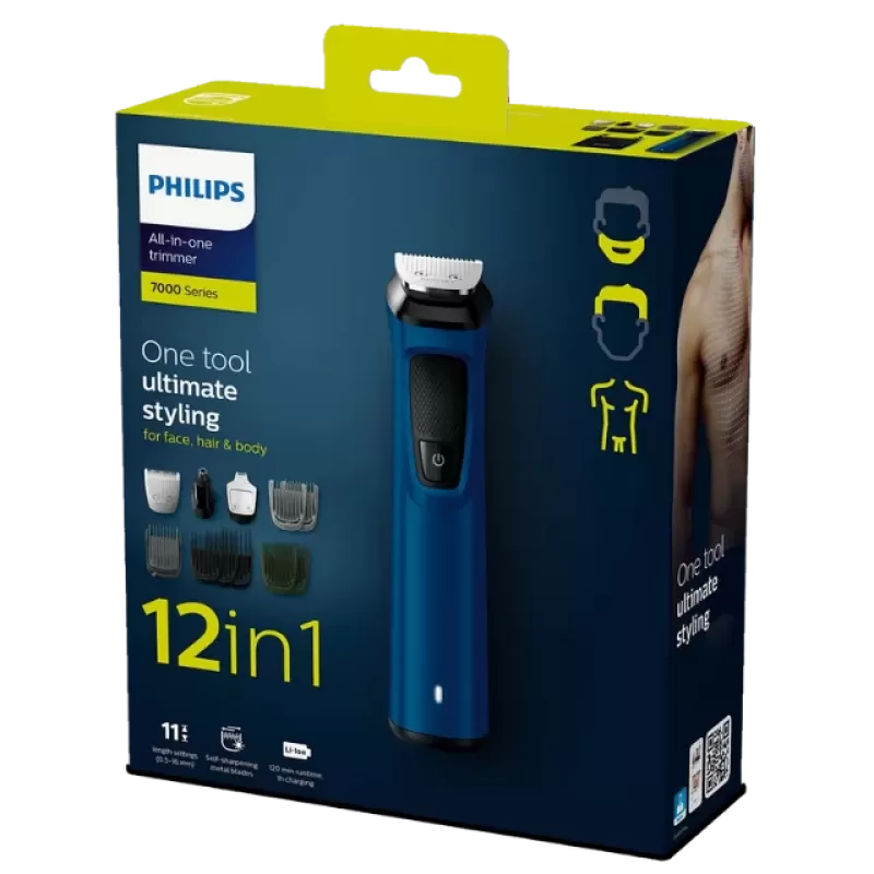 Philips Multi Grooming Kit MG7707/15 | 12-in-1 Trimmer for Face, Head & Body | DualCut Technology, 90 Mins Runtime, Quick Charge