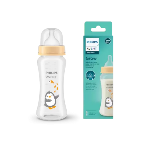 Philips Avent Grow Feeding Bottle SCF064/01 - 330ml | Anti-Colic, Easy Fill & Clean | BPA Free | 6M+ Teat | Made in India